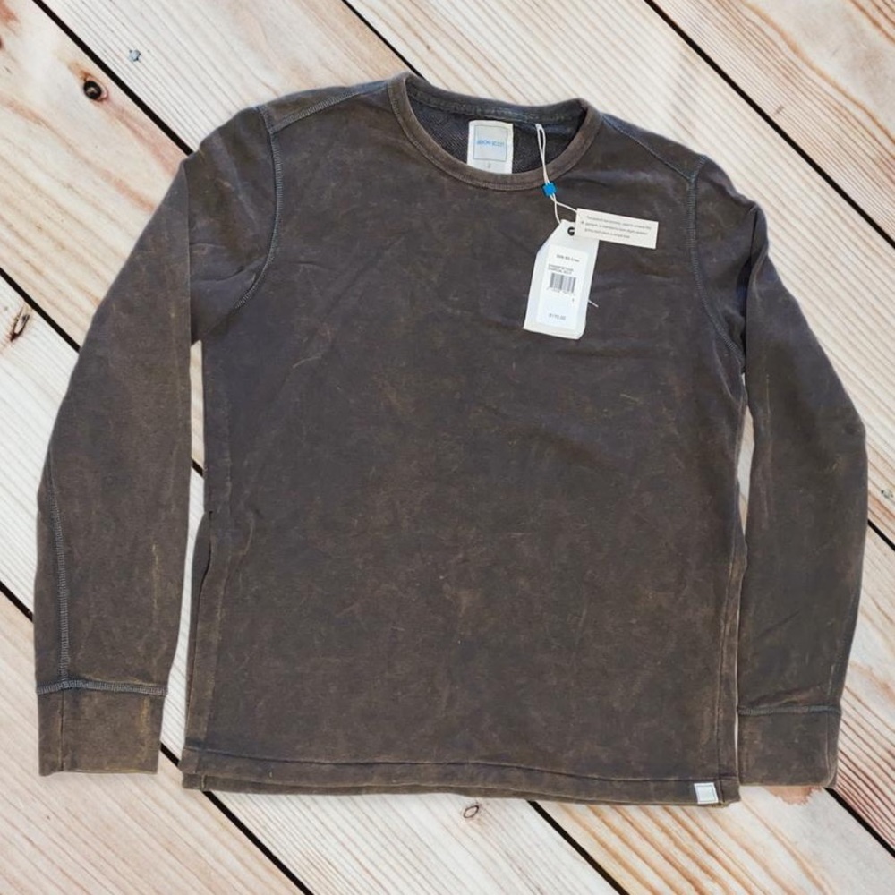 JASON SCOTT - SIDE SLIT CREW / PULLOVER SWEATSHIRT / Charcoal ACID WASH /SIZE S